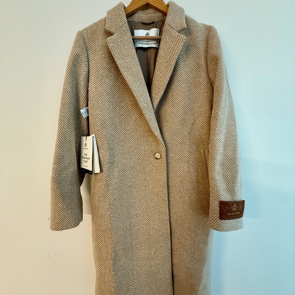 Babaton Women's Tan Herringbone Trench Coat